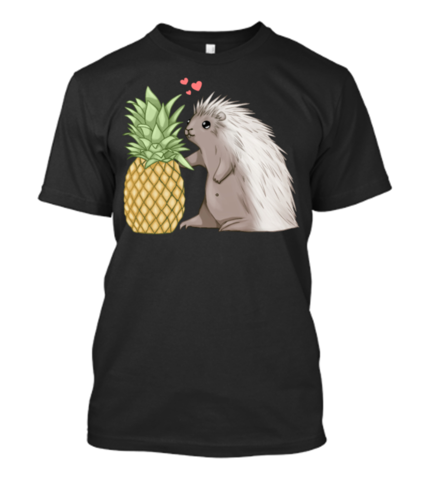 Cute Porcupine Lover With Pineapple And Hearts T-Shirt