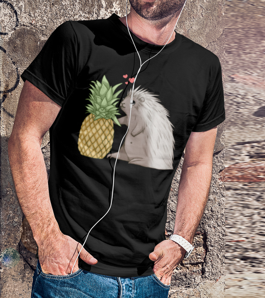 Cute Porcupine Lover With Pineapple And Hearts T-Shirt