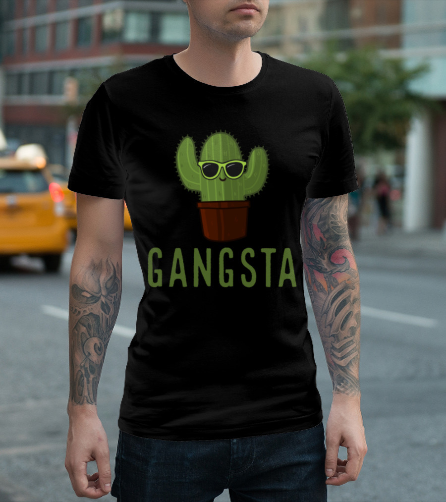 Gangsta Cactus with Sunglasses Cute Pun Cactus T-Shirt