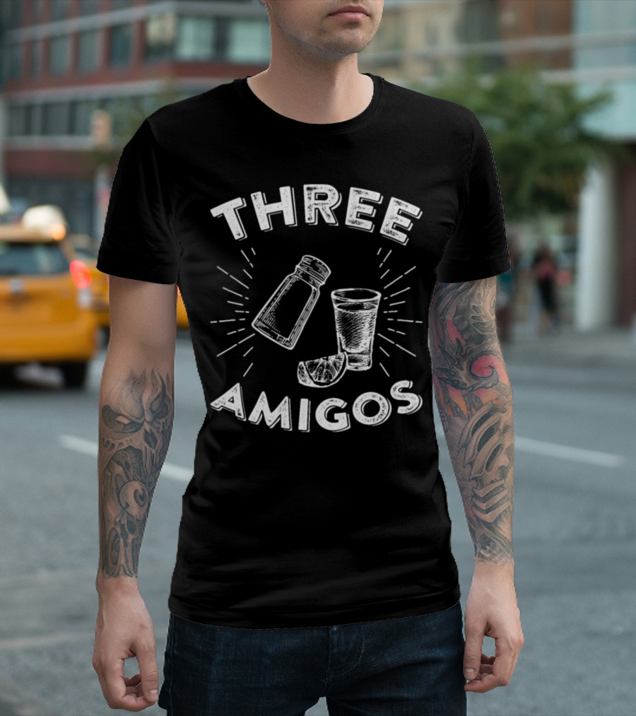Three Amigos Tequila Lime Salt Shot Glass T-Shirt
