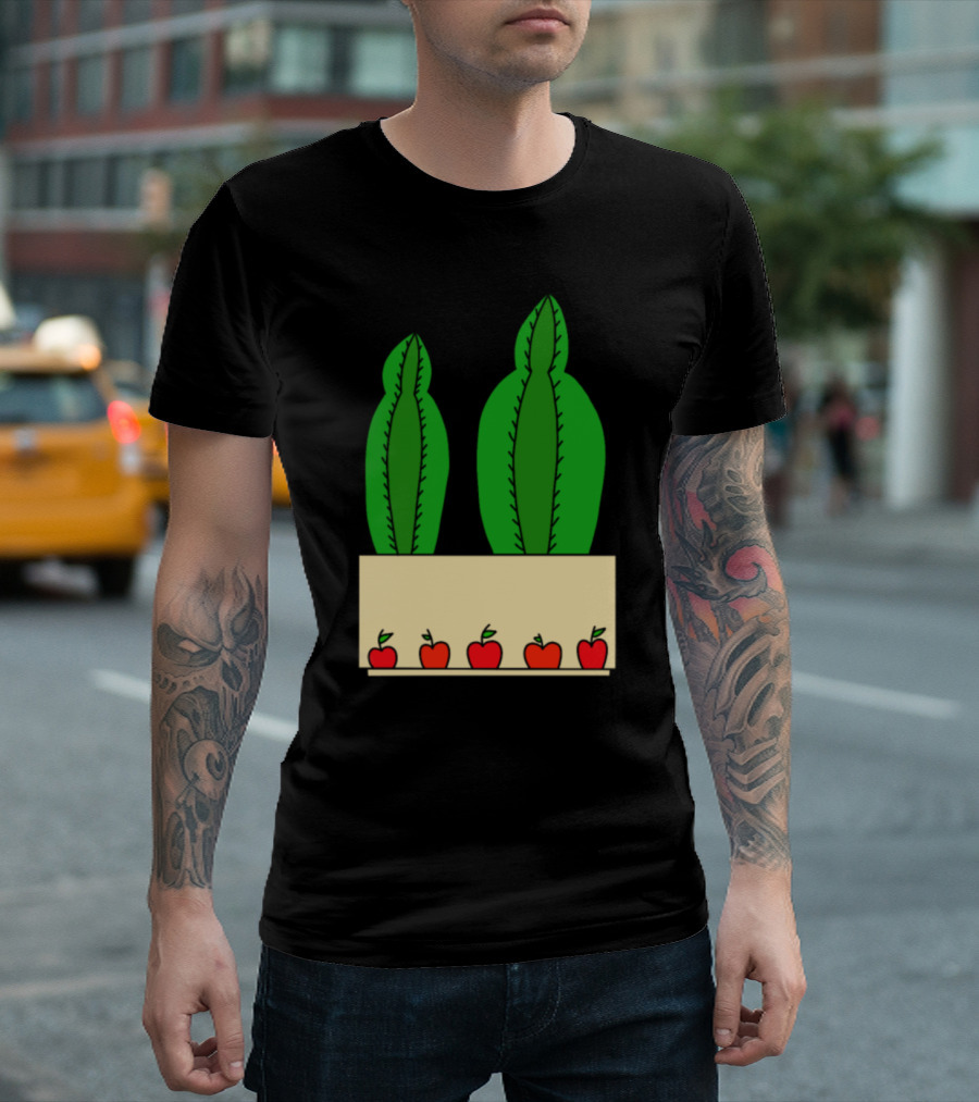 2 Cacti In An Apple Decorated Pot T-Shirt