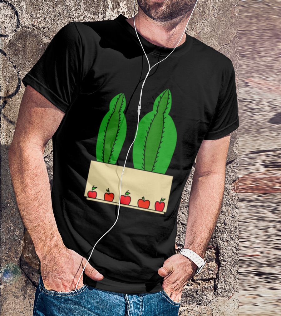 2 Cacti In An Apple Decorated Pot T-Shirt