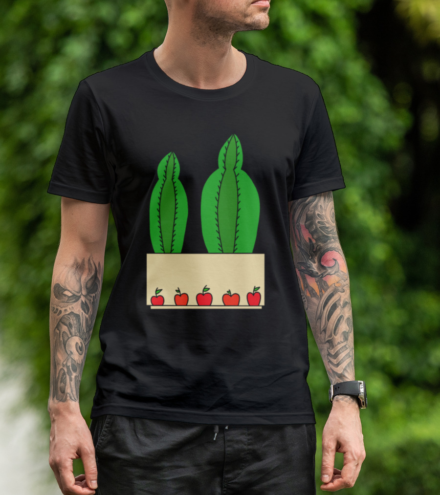 2 Cacti In An Apple Decorated Pot T-Shirt