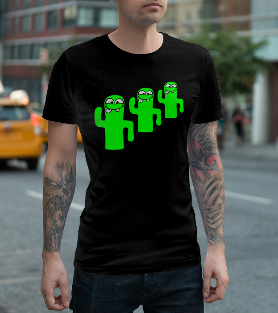 3 Funny Kakten Cartoon Green Buddies Comic Team T-Shirt