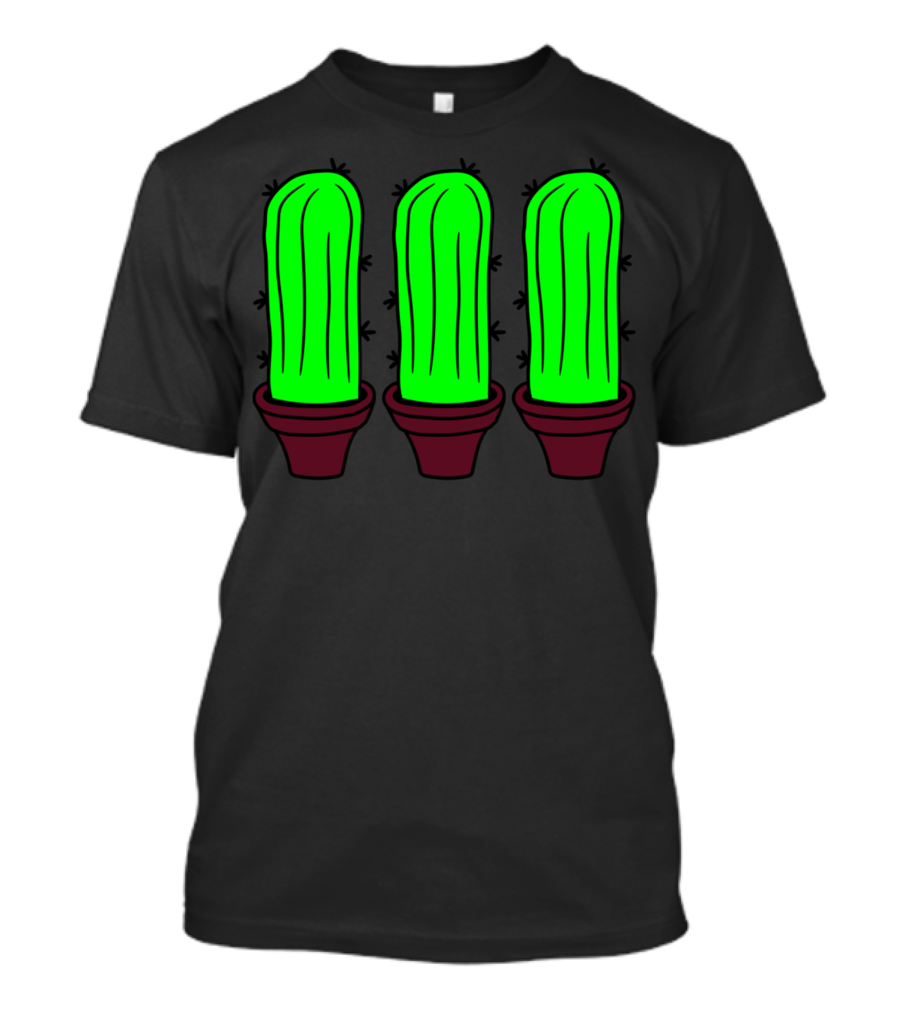 3 Small Cactus Flowerpot Sweet Green T-Shirt