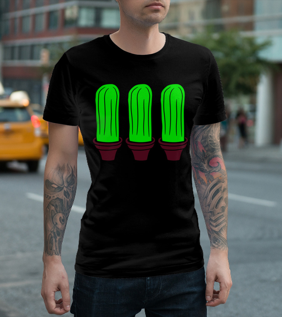 3 Small Cactus Flowerpot Sweet Green T-Shirt