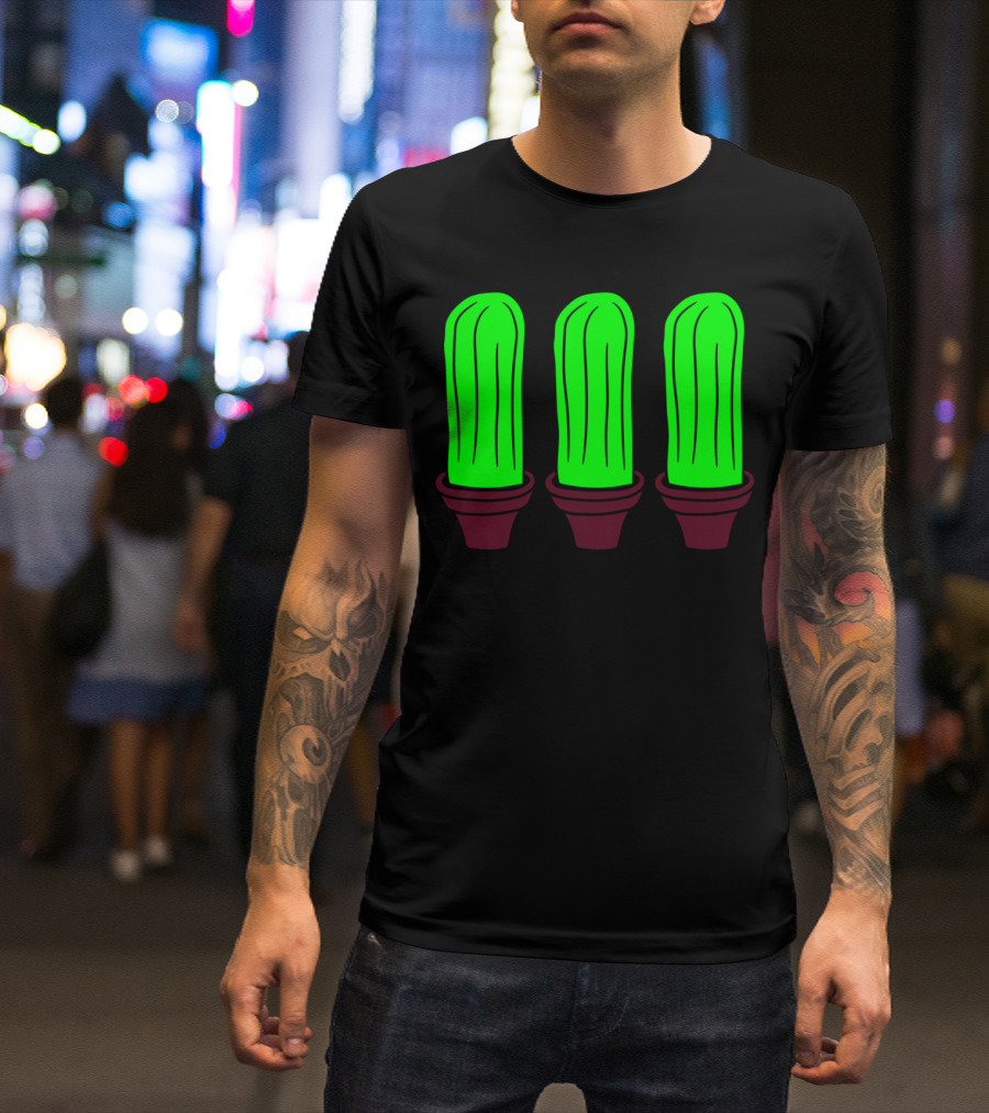 3 Small Cactus Flowerpot Sweet Green T-Shirt