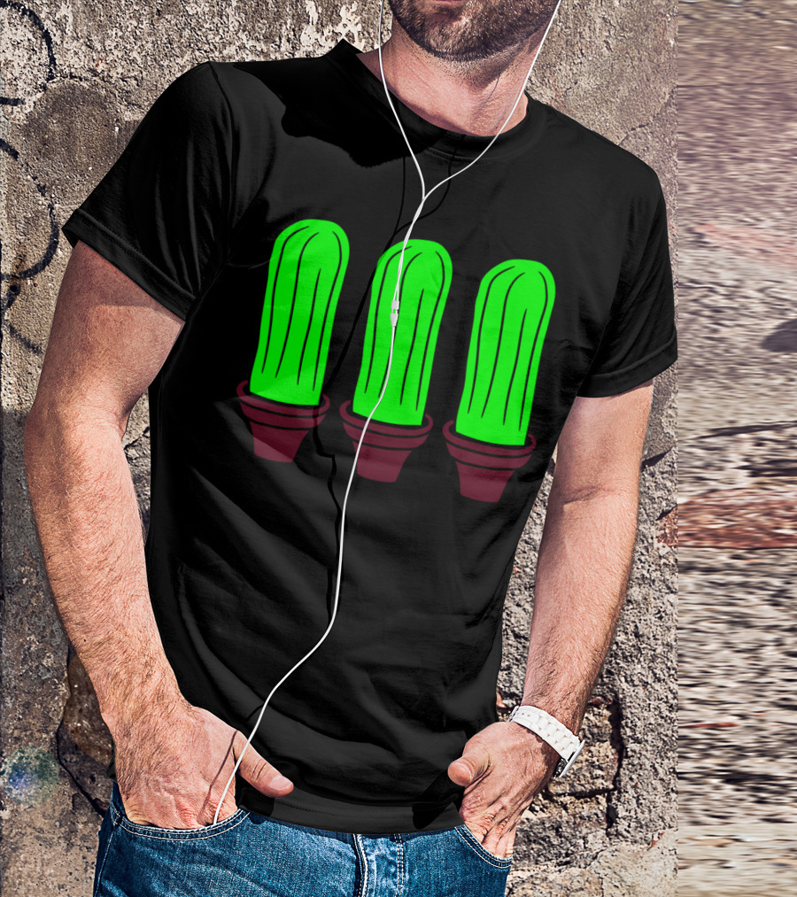 3 Small Cactus Flowerpot Sweet Green T-Shirt