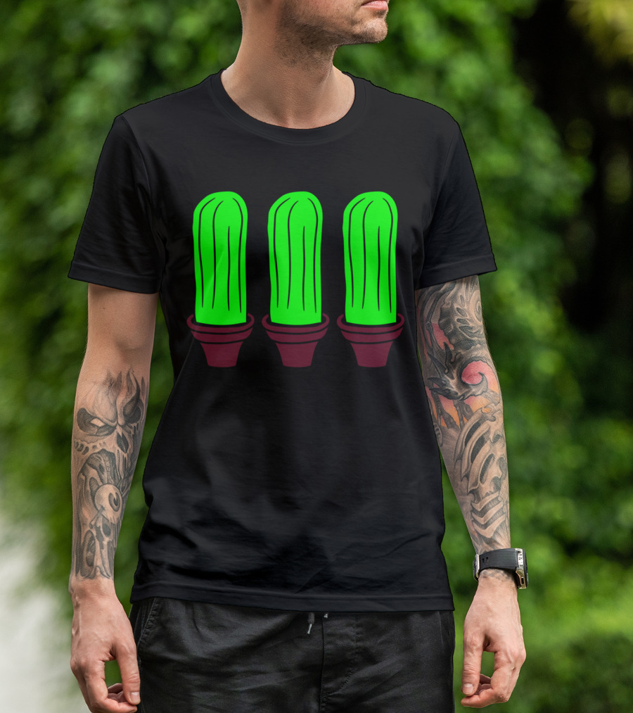 3 Small Cactus Flowerpot Sweet Green T-Shirt