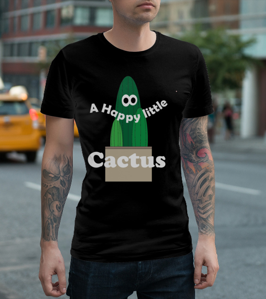 A Happy Little Cactus In A Pot With Cartoon Eyes T-Shirt