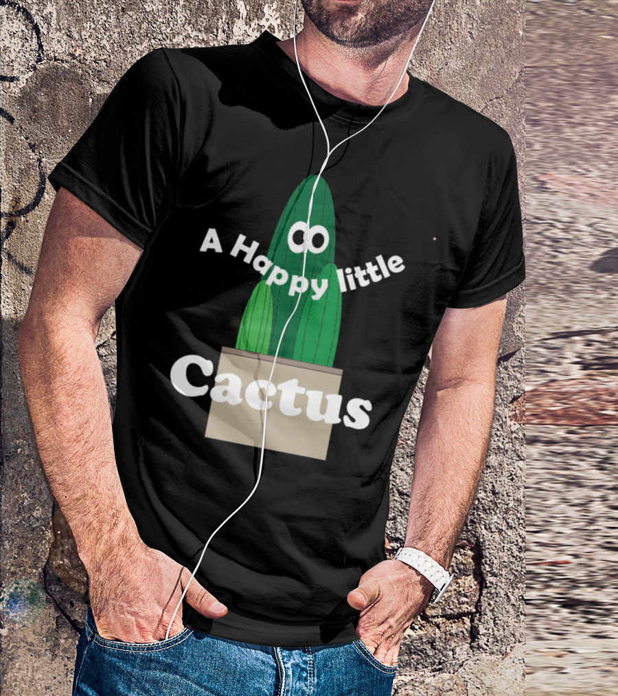 A Happy Little Cactus In A Pot With Cartoon Eyes T-Shirt