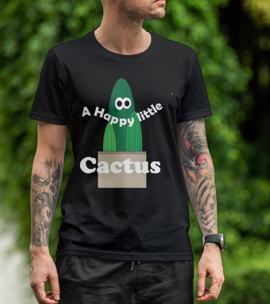 A Happy Little Cactus In A Pot With Cartoon Eyes T-Shirt