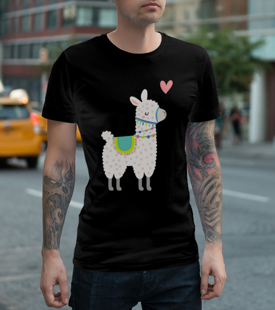 Alpaca Lama Love Heart Valentine Cactus Animal T-Shirt