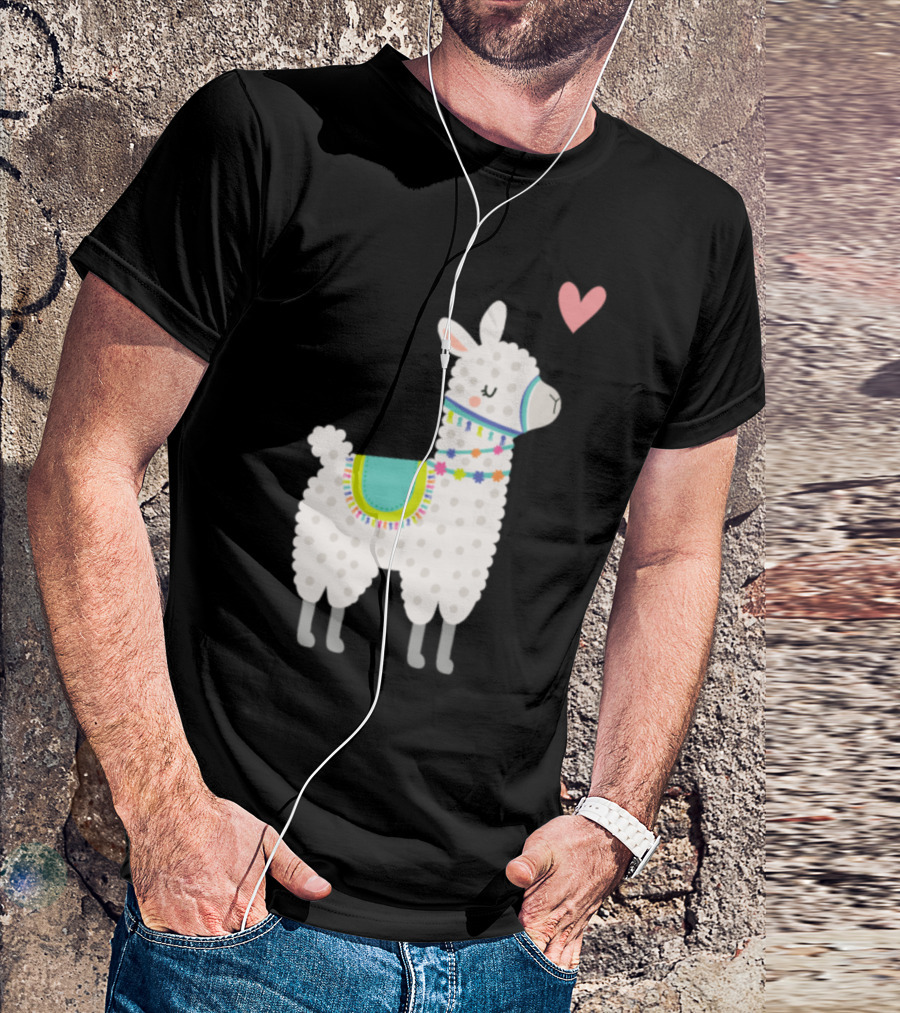 Alpaca Lama Love Heart Valentine Cactus Animal T-Shirt