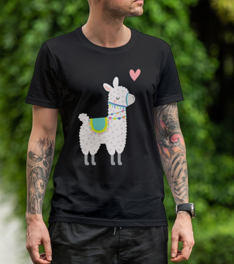 Alpaca Lama Love Heart Valentine Cactus Animal T-Shirt