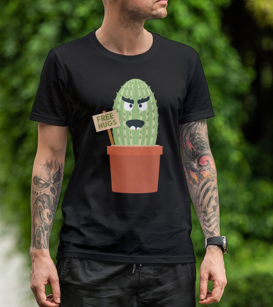 Free Hugs Angry Cactus Pot T-Shirt