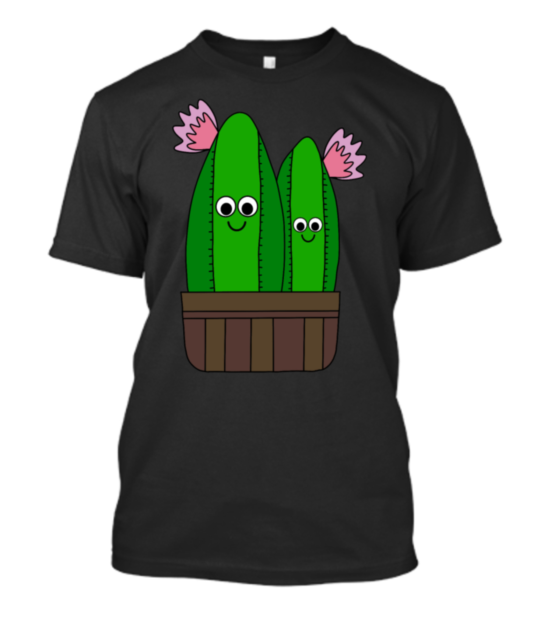 Cacti Cuties In A Wooden Pot With Smiling Flowers T-Shirt