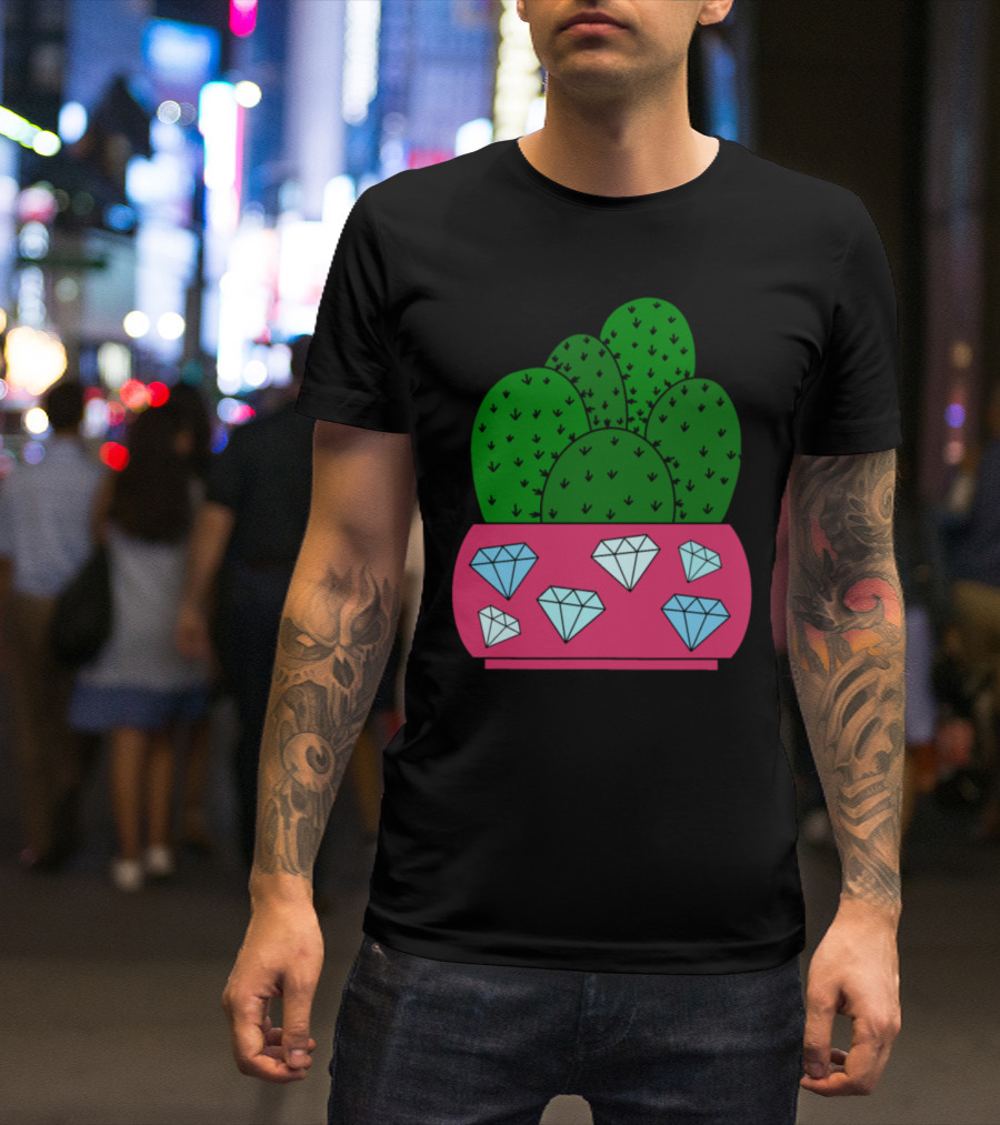 Cacti Cluster In Gem-Inlaid Planter T-Shirt