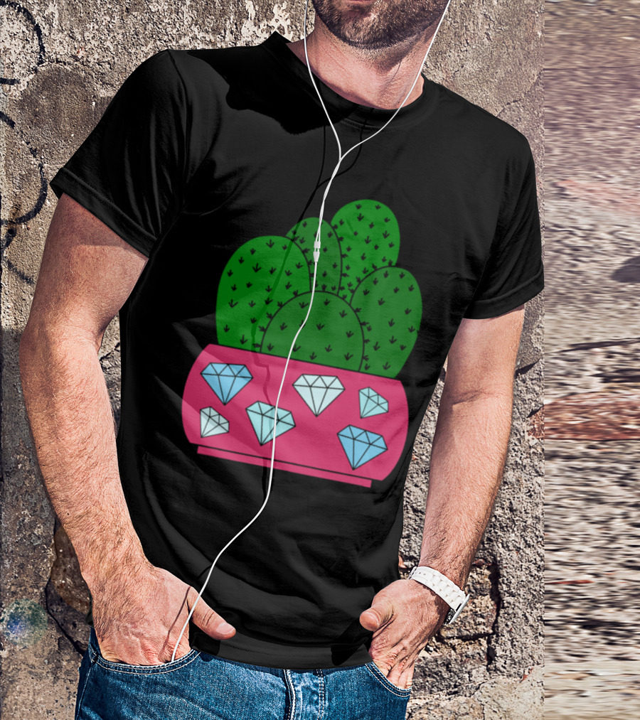 Cacti Cluster In Gem-Inlaid Planter T-Shirt