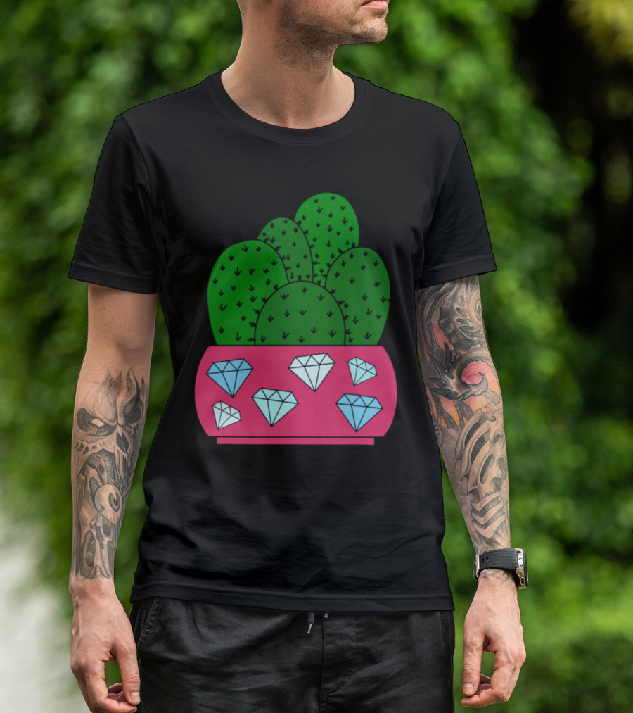 Cacti Cluster In Gem-Inlaid Planter T-Shirt