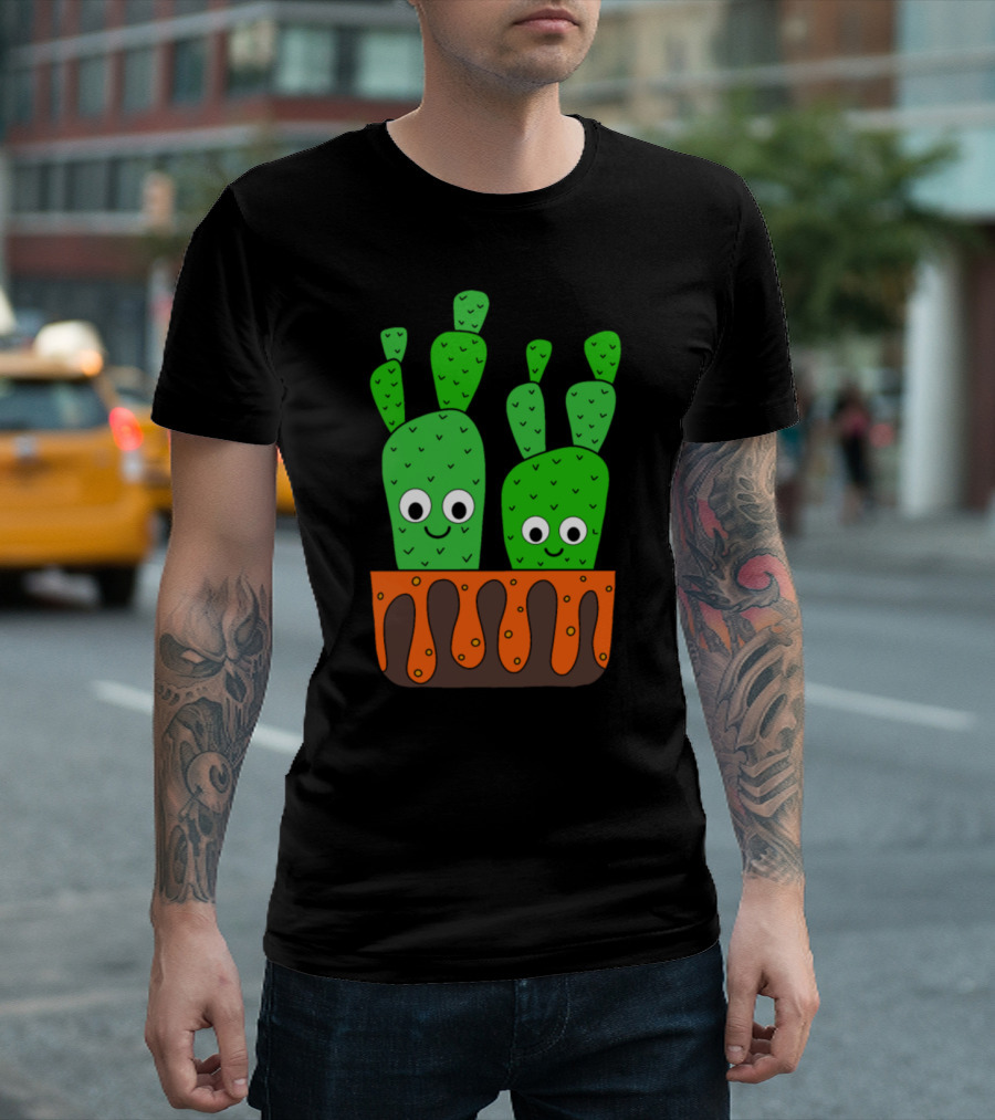 Cacti With Smiles In Lava Plant Box T-Shirt