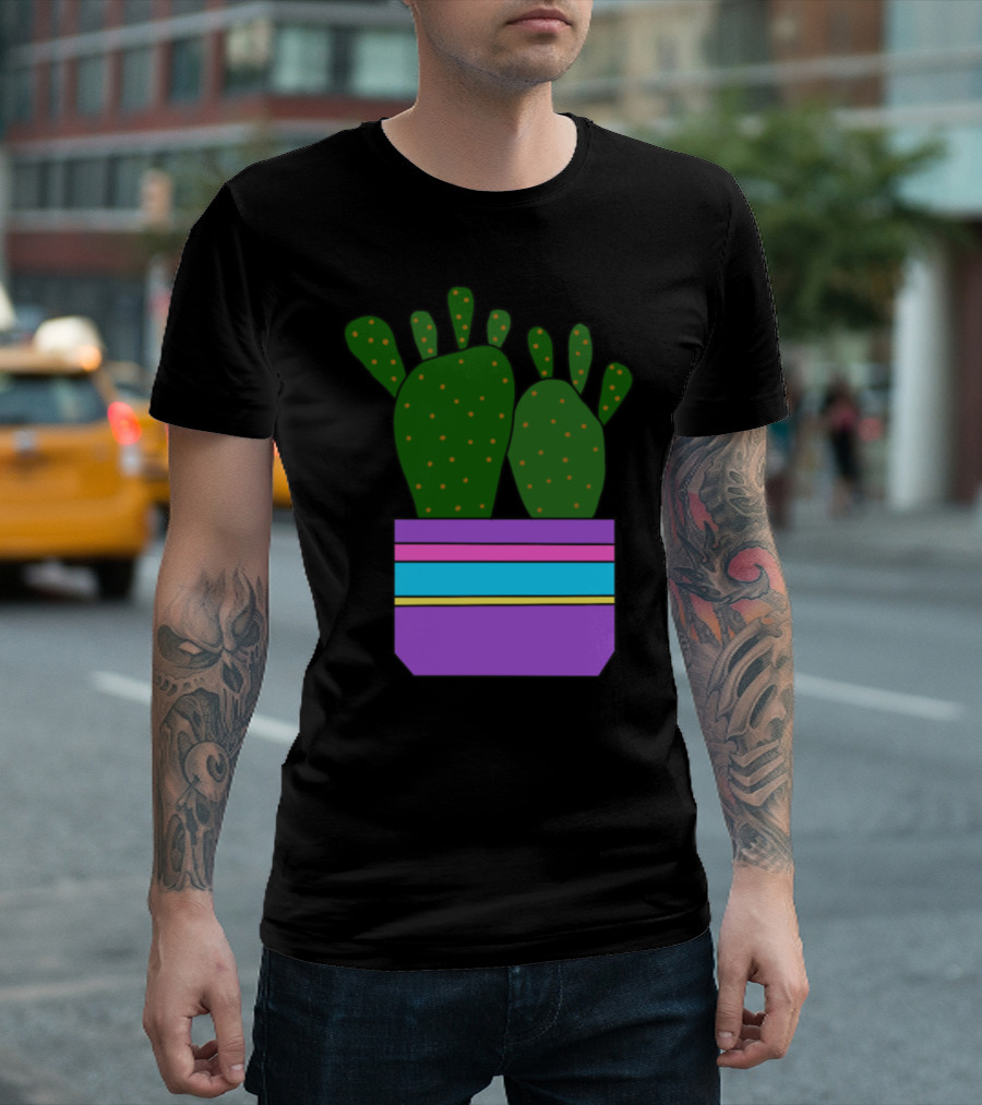 Cacti With Toes in a Striped Purple and Blue Pot T-Shirt