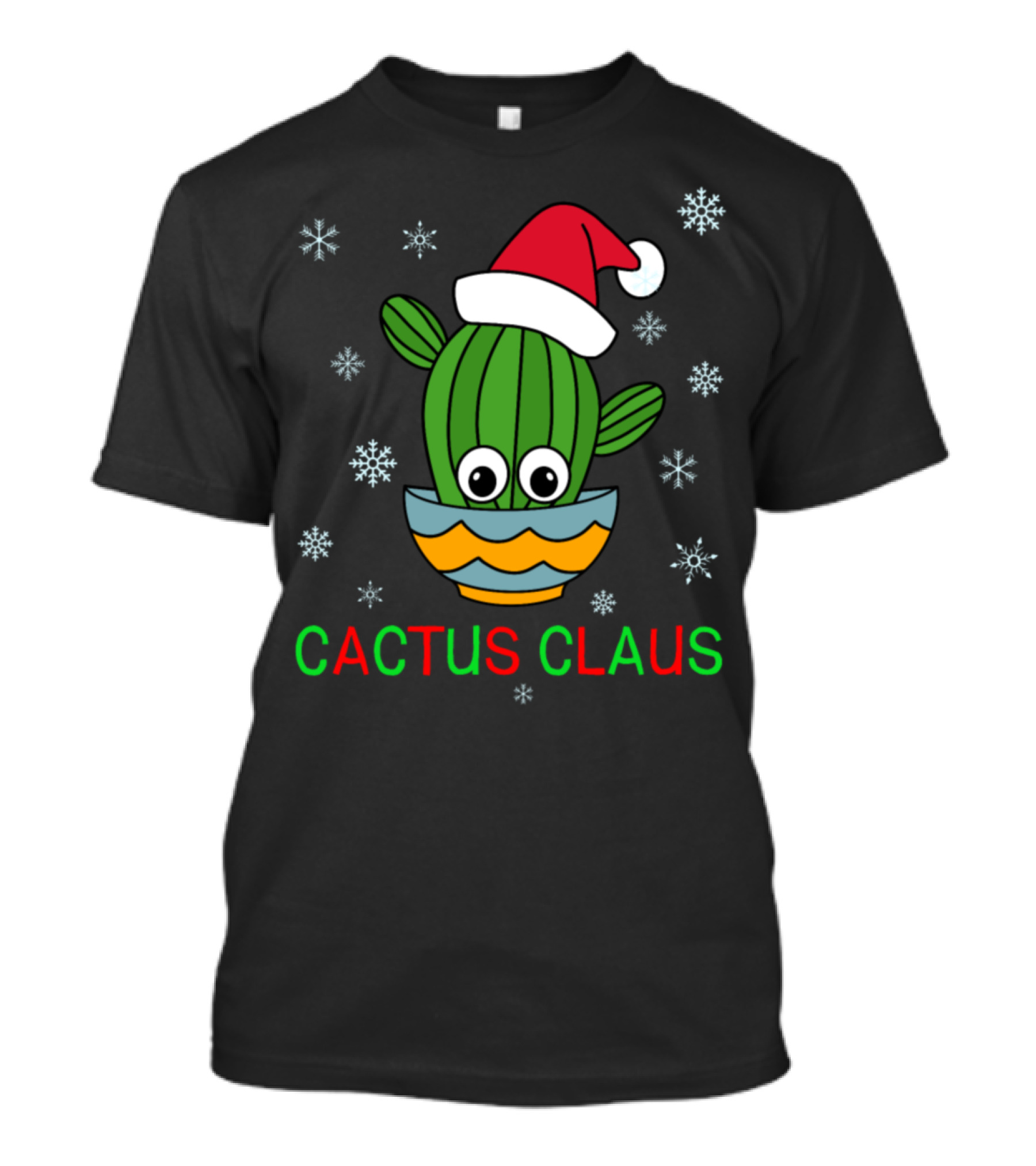 Cactus Claus Santa Hat Cactus Bowl With Snowflakes T-Shirt