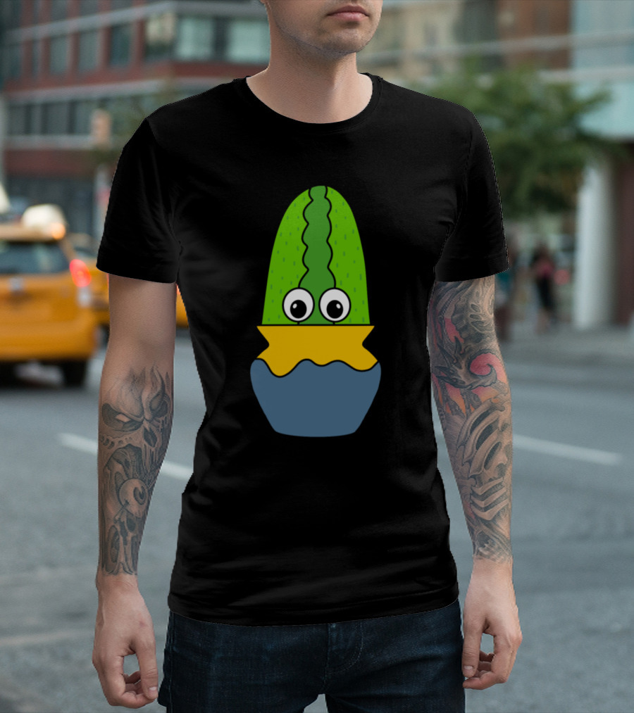 Cactus in Playful Cartoon Painted Jar with Googly Eyes T-Shirt