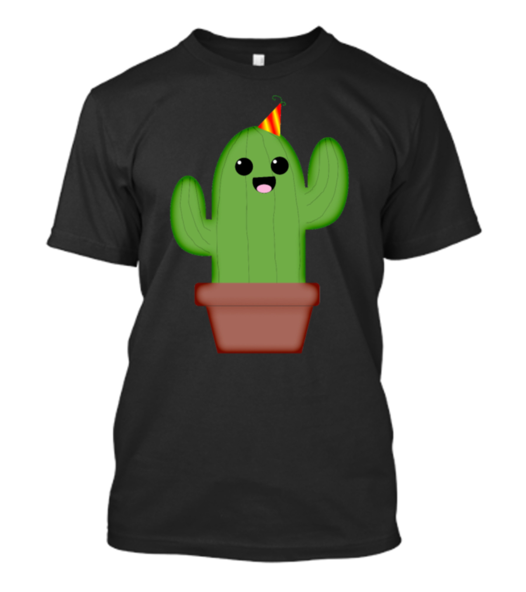 Cactus Party Kawaii Flower Hat Editions Happy Potted Cactus With Party Hat T-Shirt