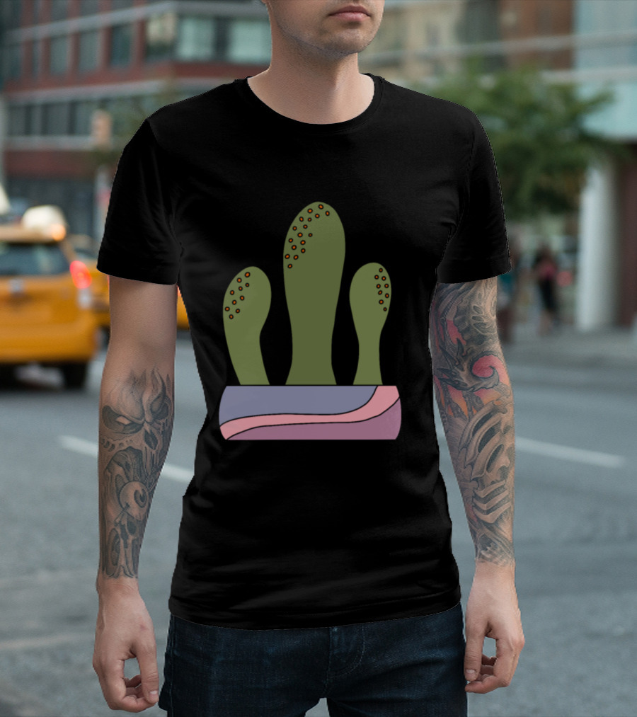 Cactus Space Creatures in Vibrant Planter with Alien Spikes T-Shirt