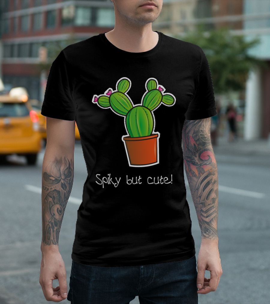 Spiky But Cute Cactus in Flower Pot T-Shirt
