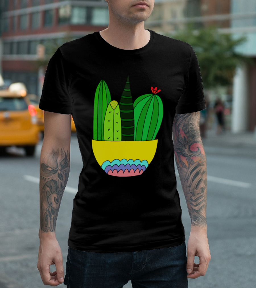 Cactus Succulent Arrangement Colorful Pot T-Shirt