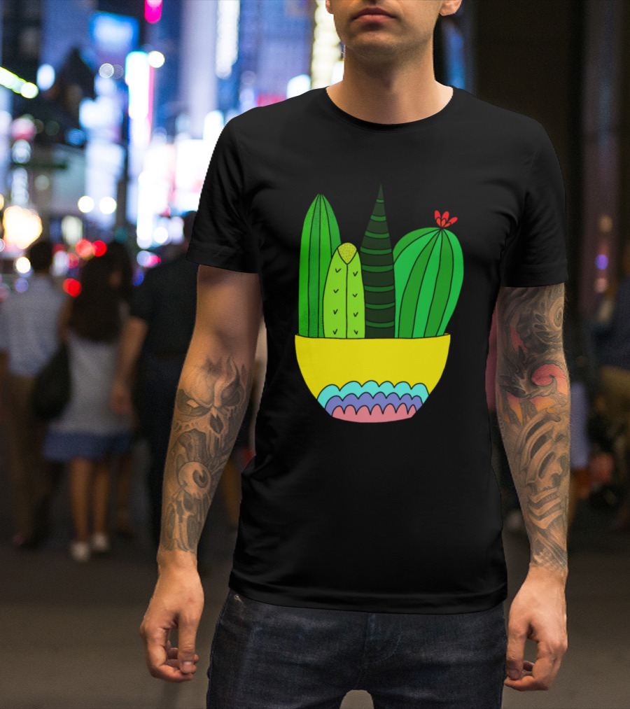 Cactus Succulent Arrangement Colorful Pot T-Shirt