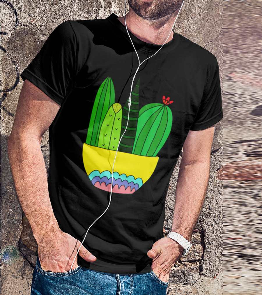 Cactus Succulent Arrangement Colorful Pot T-Shirt