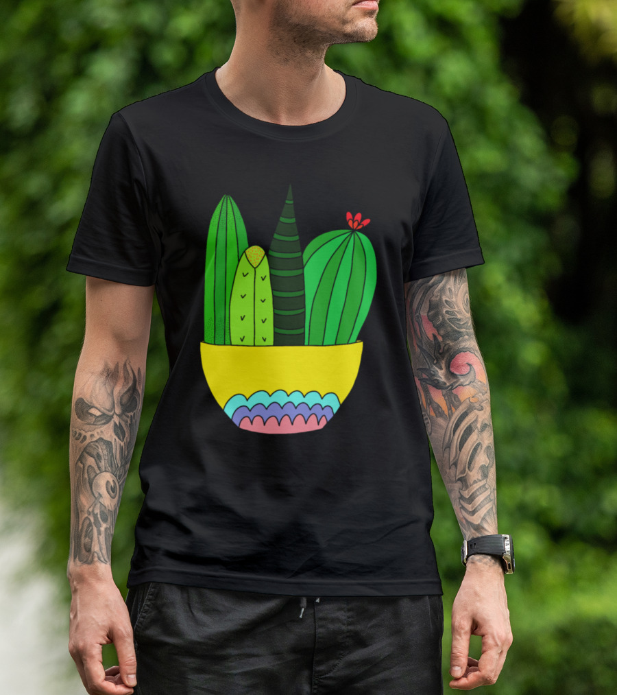 Cactus Succulent Arrangement Colorful Pot T-Shirt