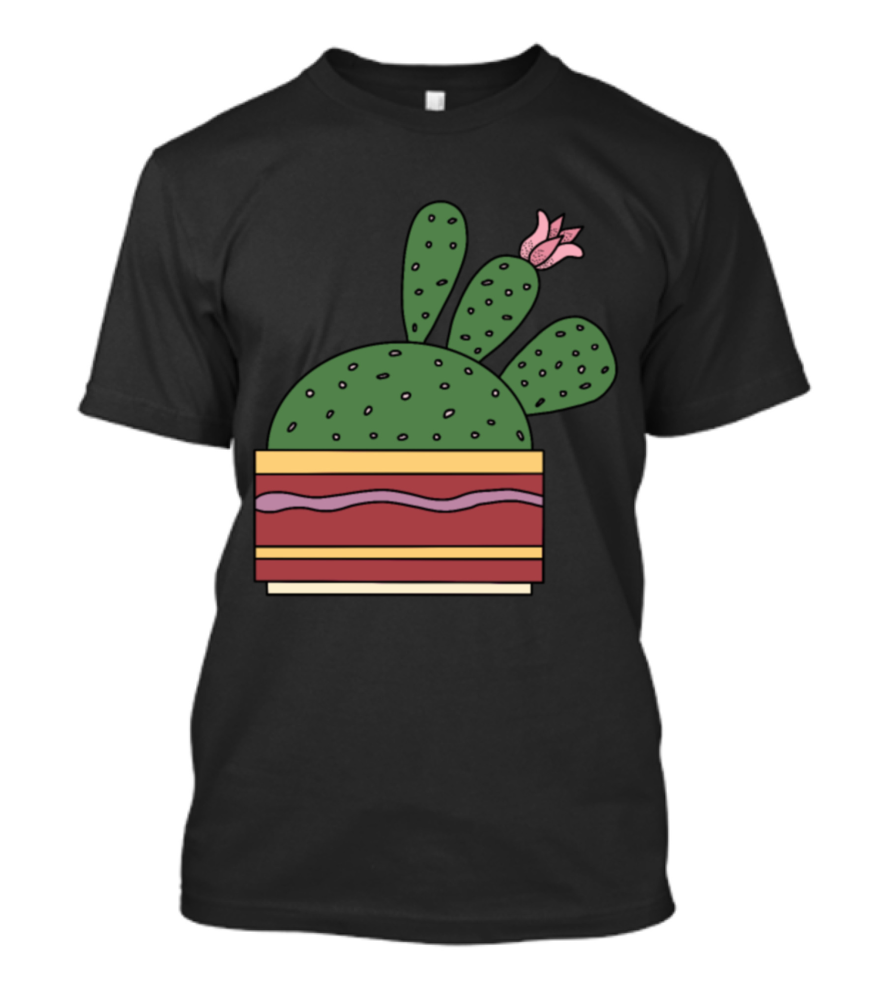 Cactus With Beautiful Flower In Geometric Pot With Pastel Pink Blossom T-Shirt