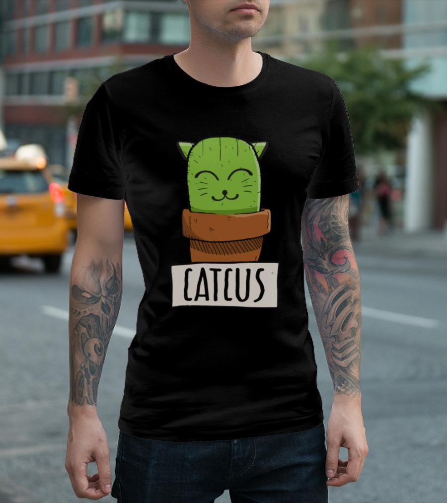 Catcus Cactus Cute Kitty Meow Lover T-Shirt