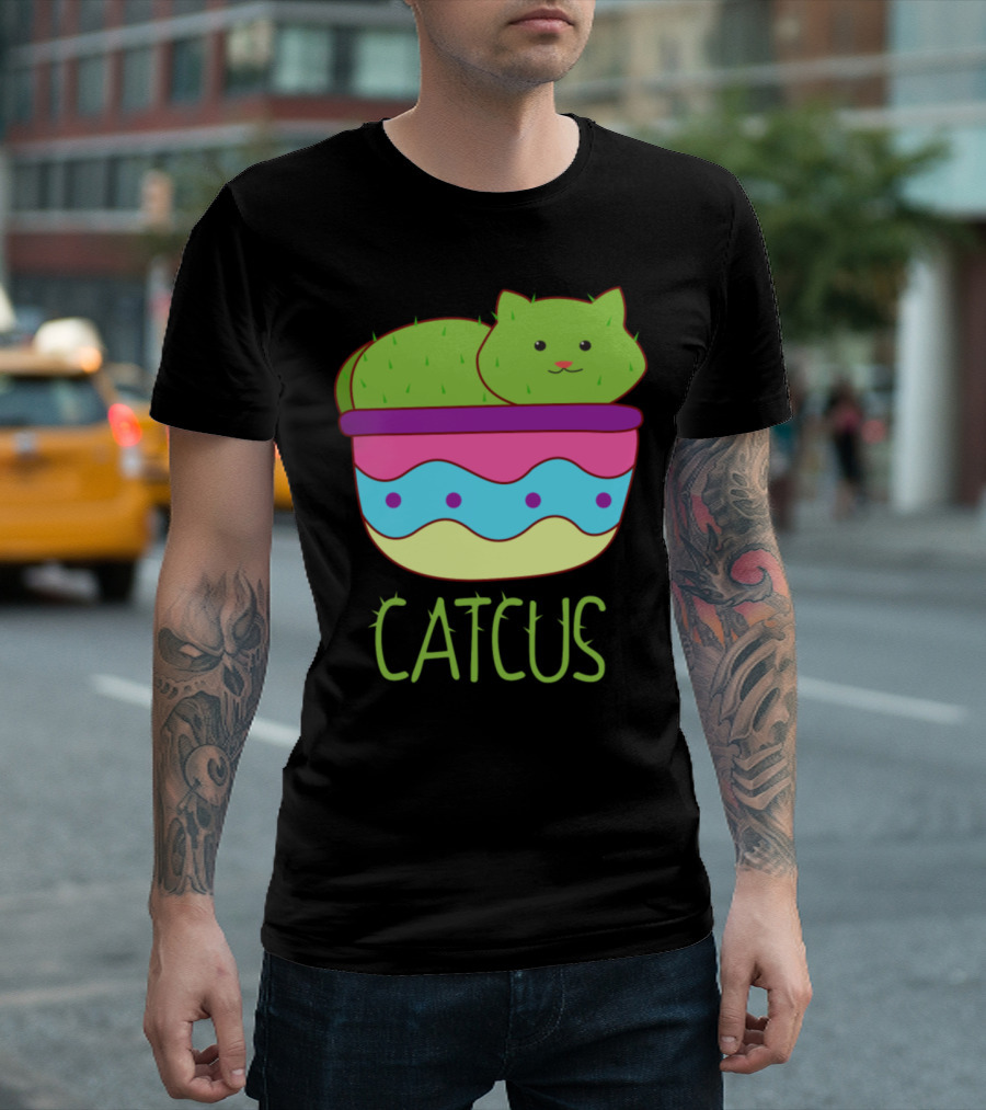 Catcus Cute Cat As Cactus In Pot T-Shirt
