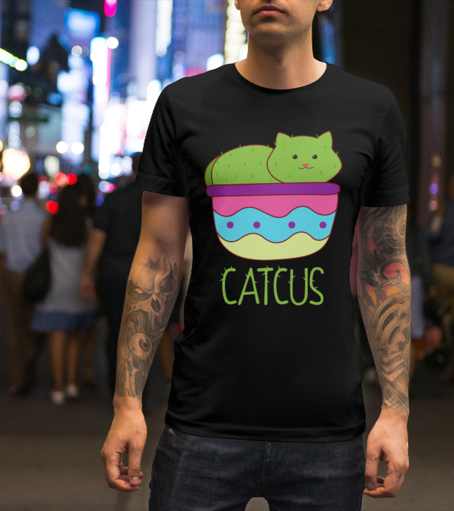 Catcus Cute Cat As Cactus In Pot T-Shirt