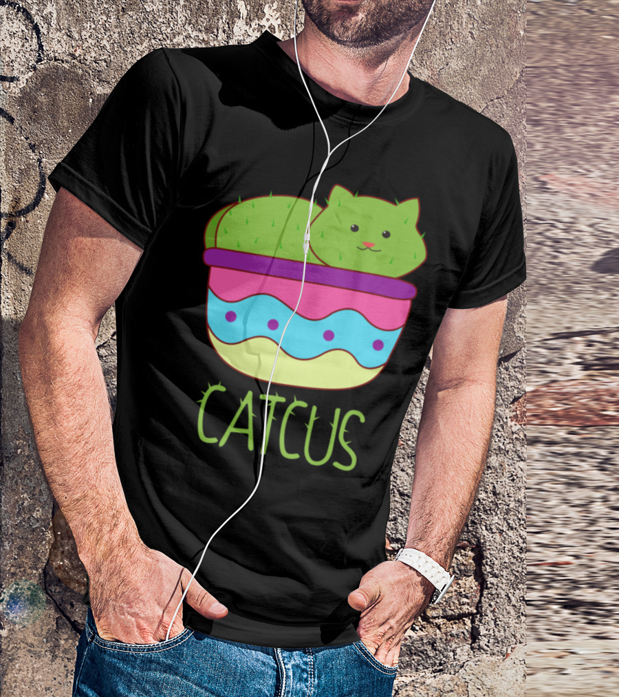 Catcus Cute Cat As Cactus In Pot T-Shirt