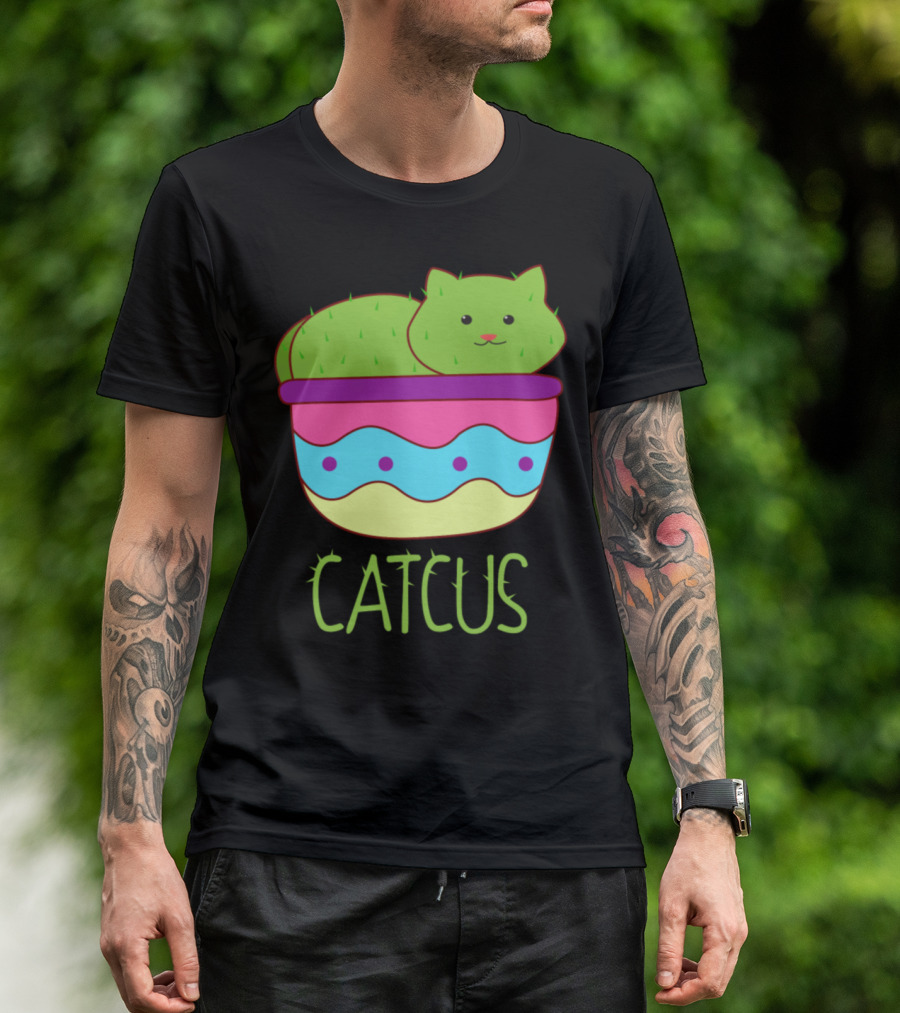 Catcus Cute Cat As Cactus In Pot T-Shirt