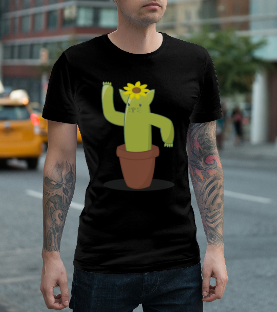 Catcus Sunflower Funny Succulent Spiny Plant T-Shirt