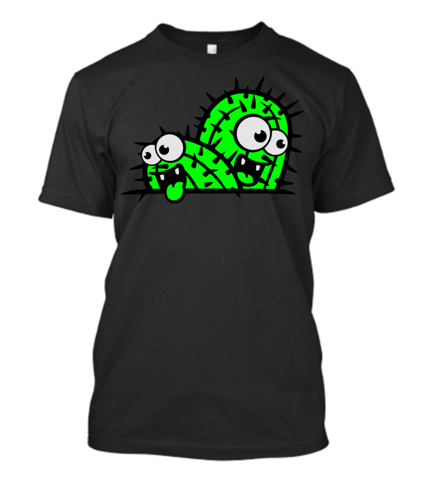 Comic Cartoon Cactus Funny Face Little Ground T-Shirt