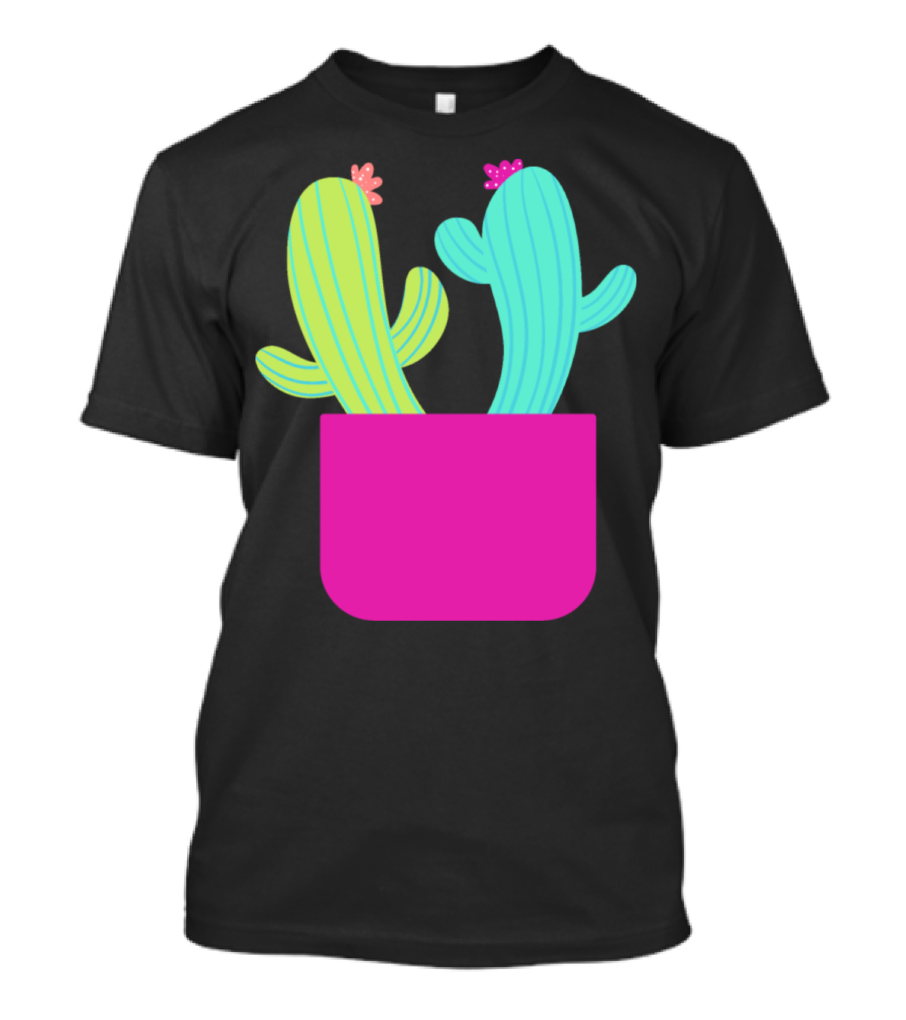 Couple Cactuses In Bright Pink Pot With Flowers T-Shirt