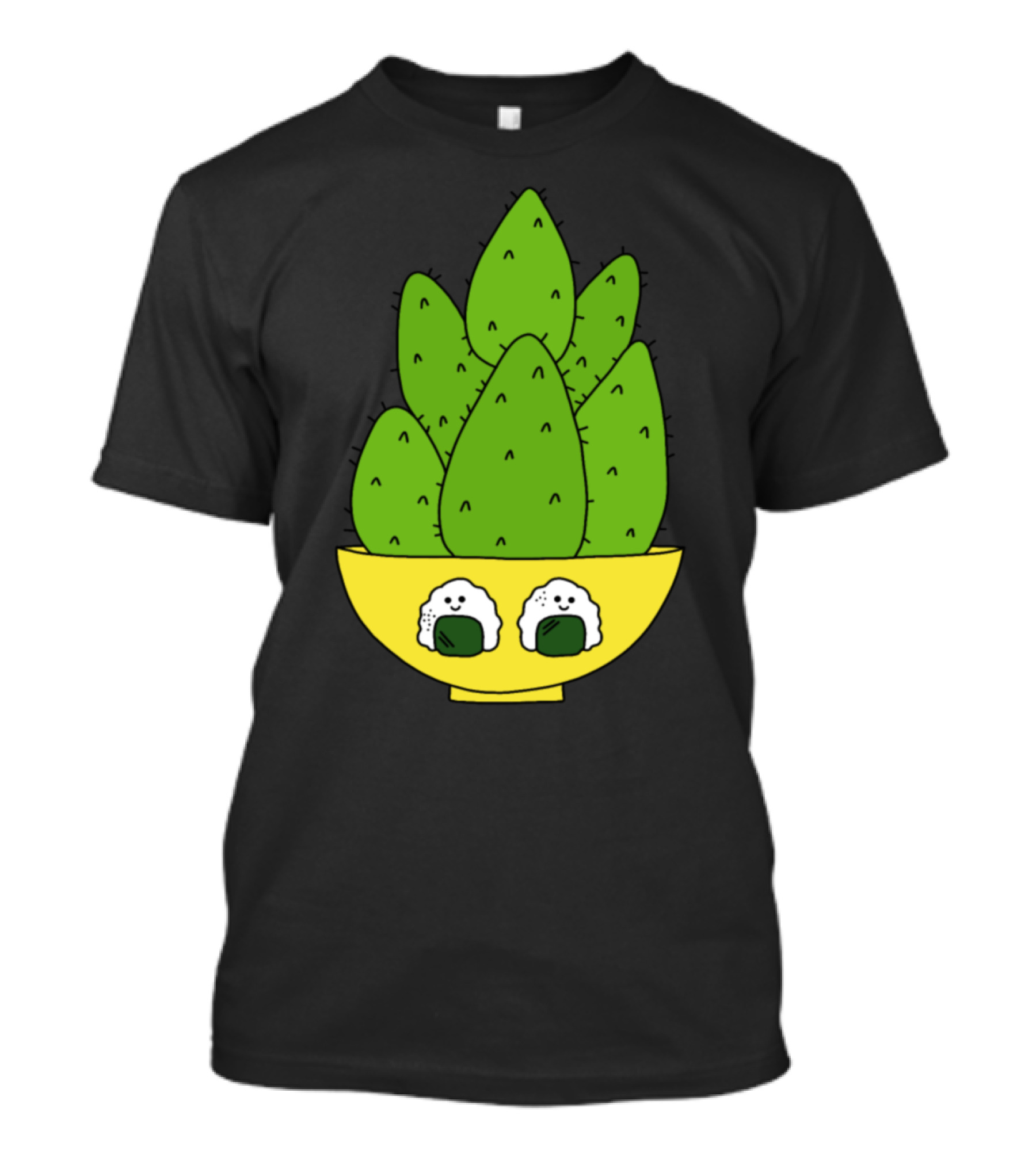 Cute Cacti Bunch With Happy Onigiri Bowl T-Shirt