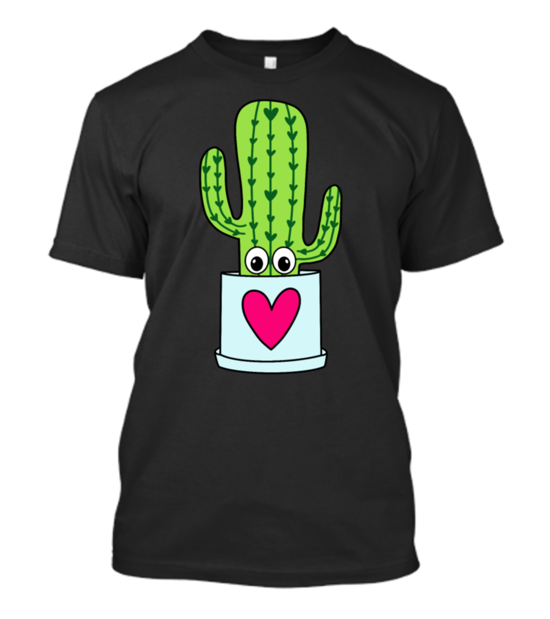 Cute Cactus With Heart Eyes In Love Pot T-Shirt