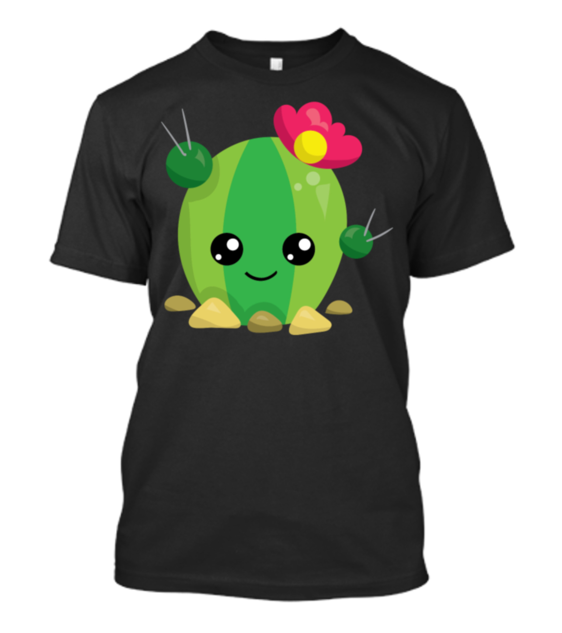 Cute Kawaii Cactus Succulent With Flower Face T-Shirt