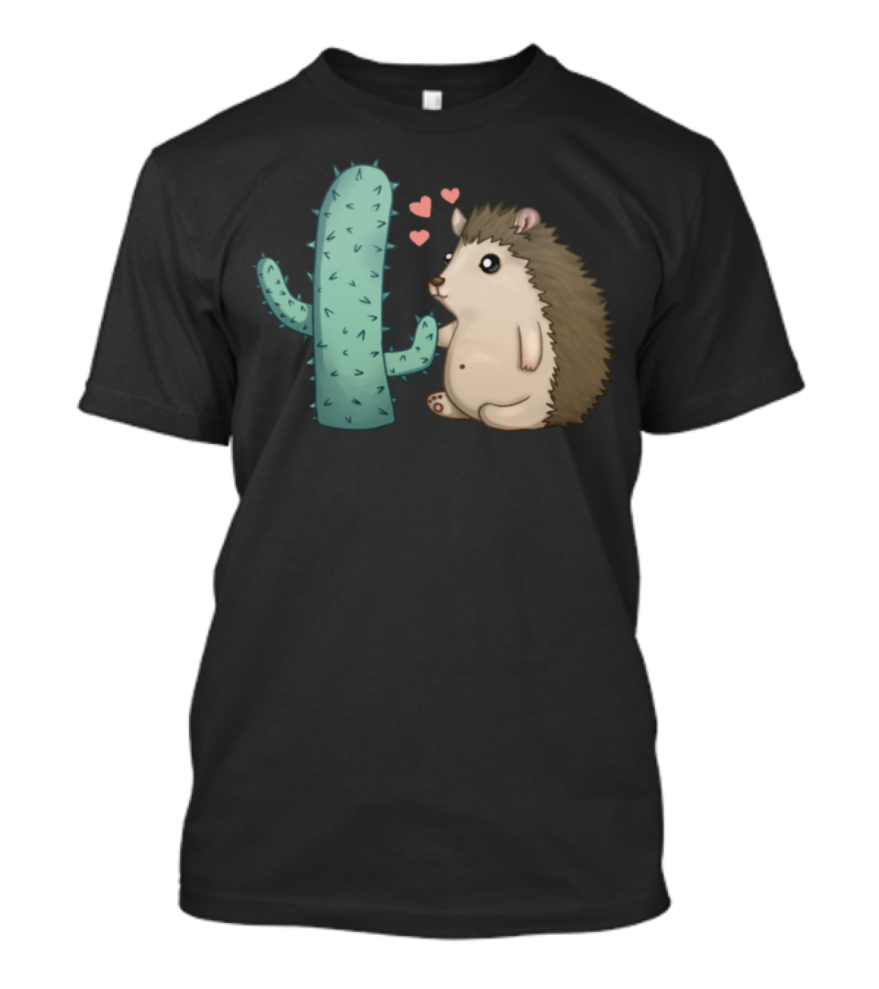 Cute Hedgehog Lover Heart Cactus Scene T-Shirt