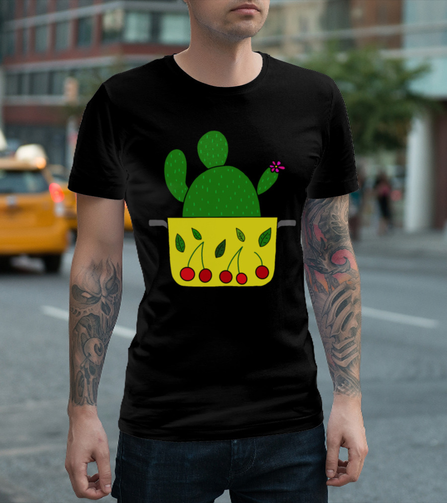 Cherry Cactus Stew Decorative Pot with Cherry and Cactus T-Shirt