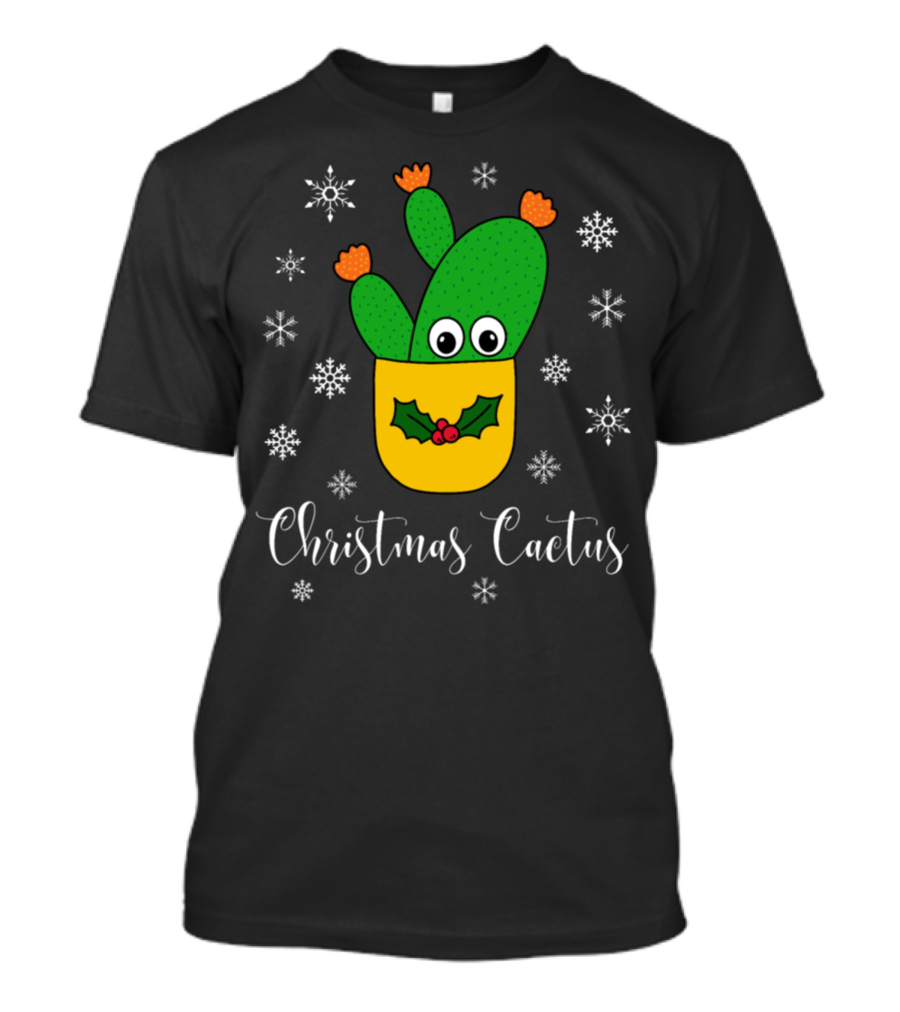 Christmas Cactus Opuntia Microdasys Snowflakes Festive T-Shirt